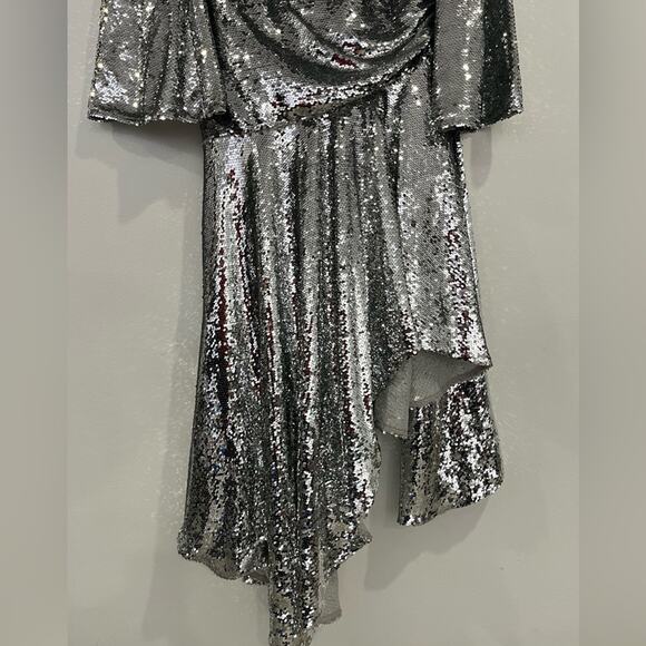 ASOS ARCHIVE Sequin Embellished Long Sleeve Dropped Waist Maxi Dress 0 - Picture 5 of 8